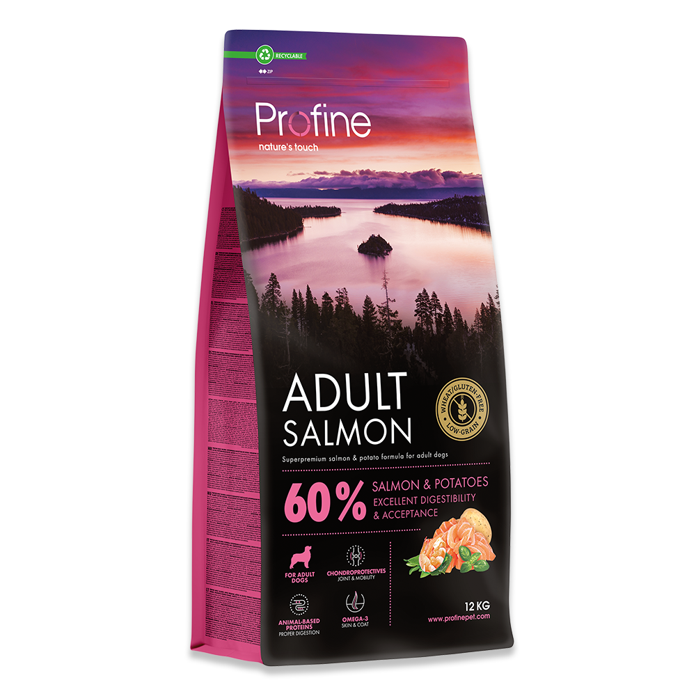 Profine Adult Salmon (12 kg) fuldfoder med 37% laks til voksne hunde 