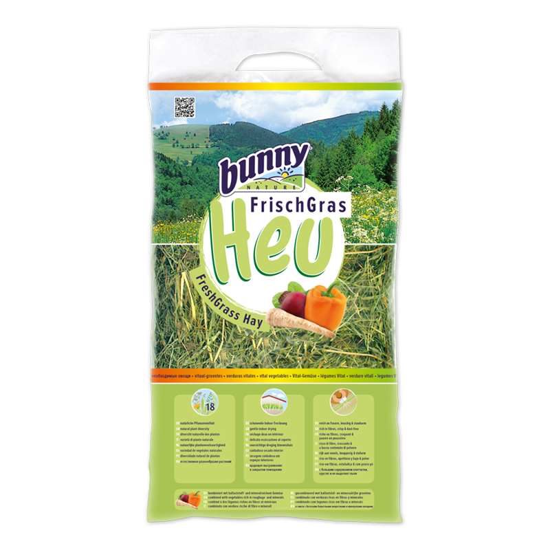 Bunny Nature FreshGrass Vital Hø - med grøntsager (500g) til kaniner og gnavere