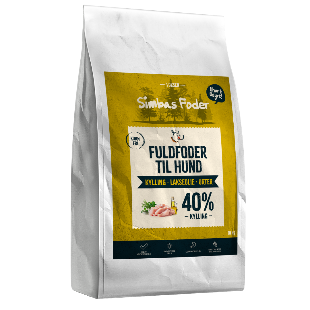 Simbas Foder Kornfrit Hundefoder med kylling 10 kg