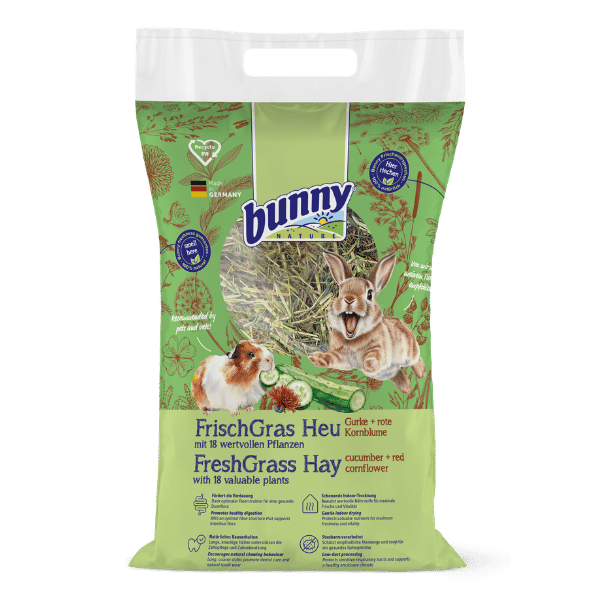 Bunny Nature FreshGrass Hø - med agurk og røde kornblomster (500g)