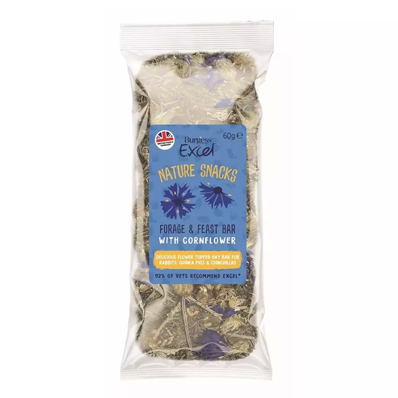 Burgess Excel Nature Snacks - Forage & Feast Bar med Kornblomst 60g