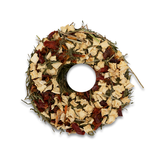 Naturhof Hø-Donut med drys af paprika, selleri og persille til kaniner og gnavere