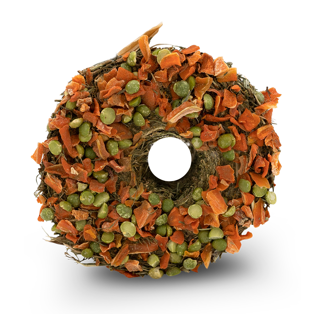 Naturhof Hø-Donut med gulerod- og ærtedrys til kaniner og gnavere
